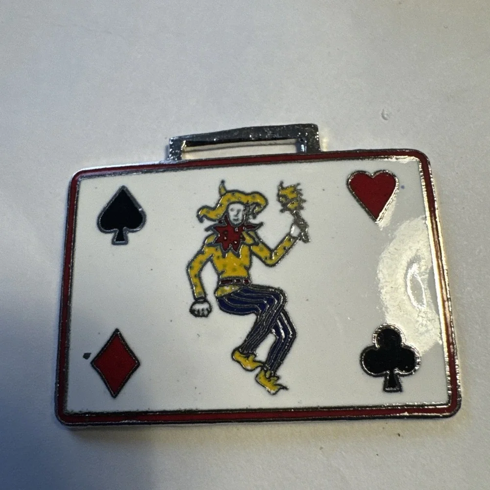 Vintage Joker Playing Card Gambling Watch Fob Key Chain Charm Pendant